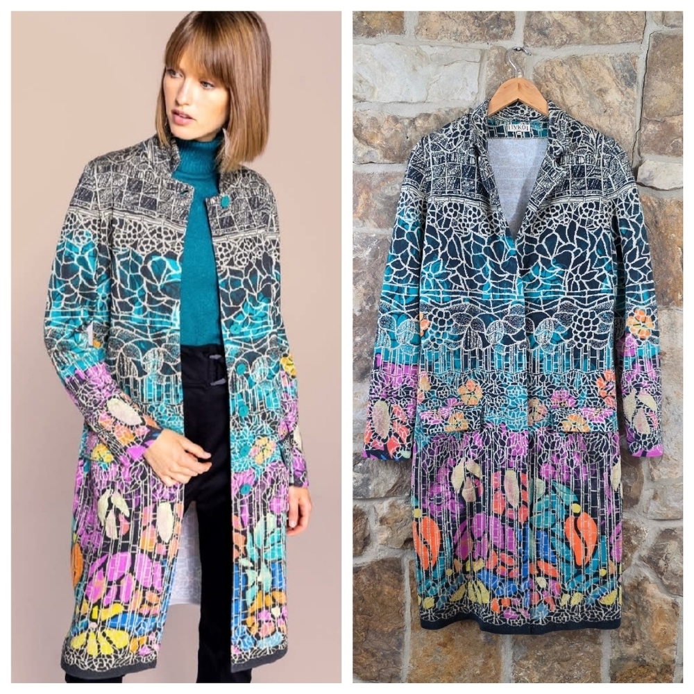 NEW Ivko Stained Glass Printed Jacket Topper Coat